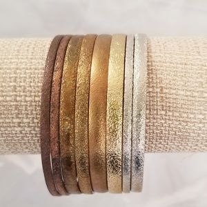8 Vintage Textured Metal Bangles